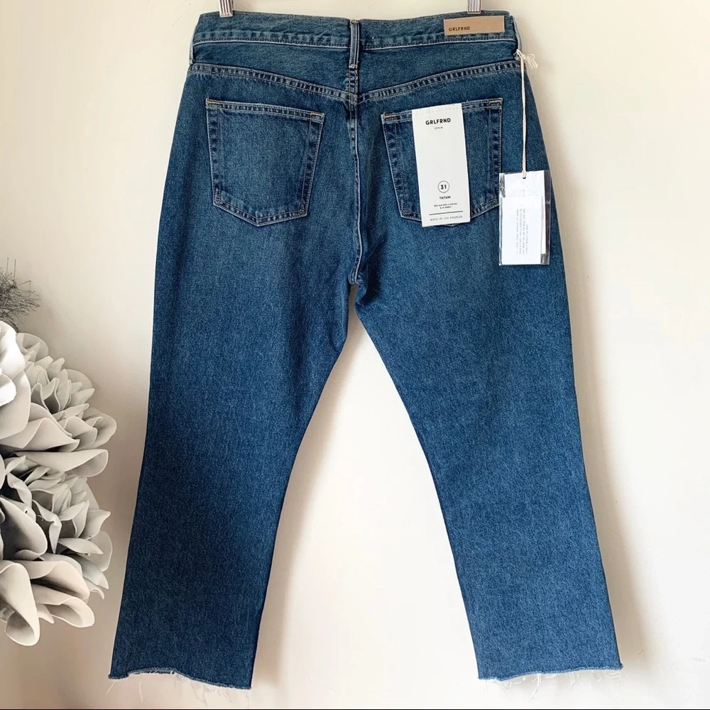 GRLFRND Tatum Crop Flare Distressed Raw Hem Jeans Sz 30 - Picture 5 of 12